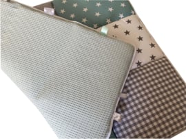 Boxkleed 70x90 75x90 75x95 80x80 80x100 100x100 Rond 90/95 cm Sterren Zeegroen - Poedergroen