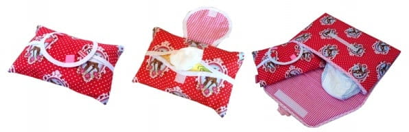 Red patroon luiertasje met wafelmotief voor babyverzorging in Zeegroen