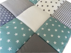 Boxkleed 70x90 75x90 75x95 80x80 80x100 100x100 Rond 90/95 cm Sterren Zeegroen - Poedergroen