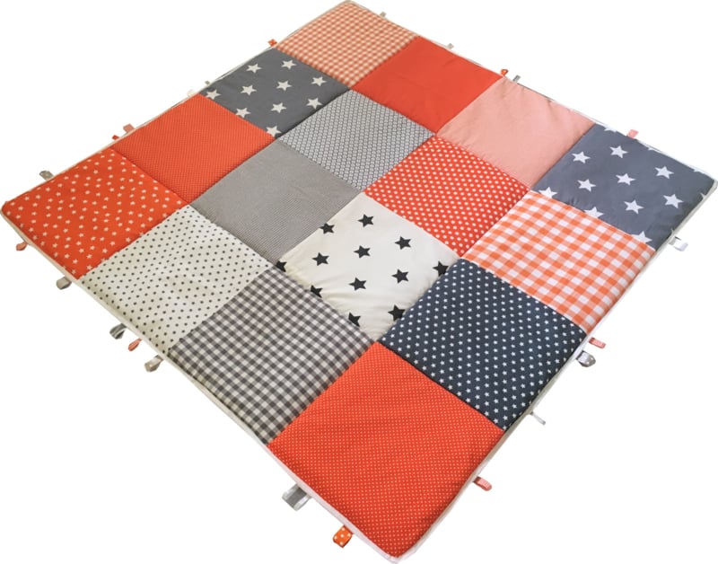 Speelkleed baby speelkleed groot Sterren Oranje Grijs
